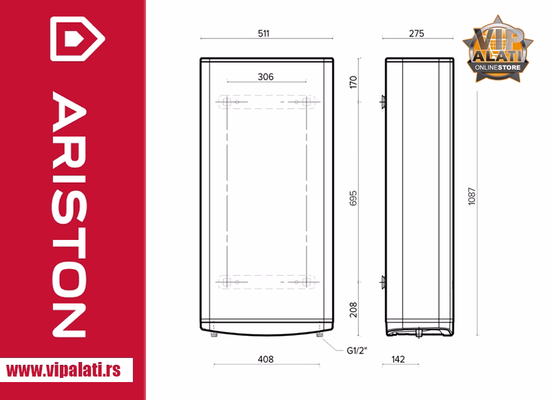 BOJLER VELIS TECH 80L EU  - ARISTON - Slika 5