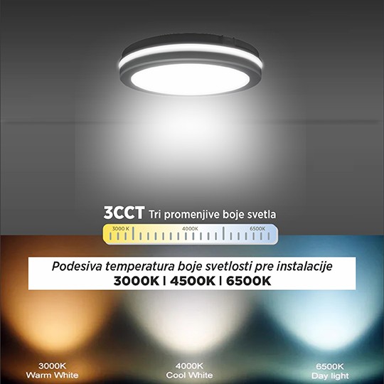 M205700-W BELA 20W IP65 LED plafonjera CCT 3000~6500K 200x55mm 3Y 6