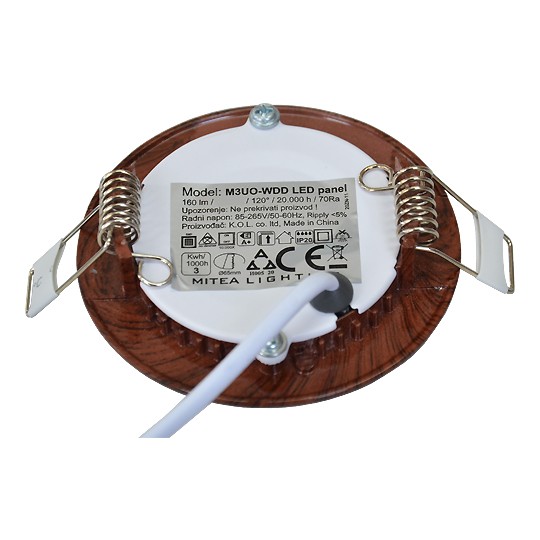 M3UO-WDD 3W 6500K boja drveta ugradni okrugli LED panel 4 | vipalati.rs