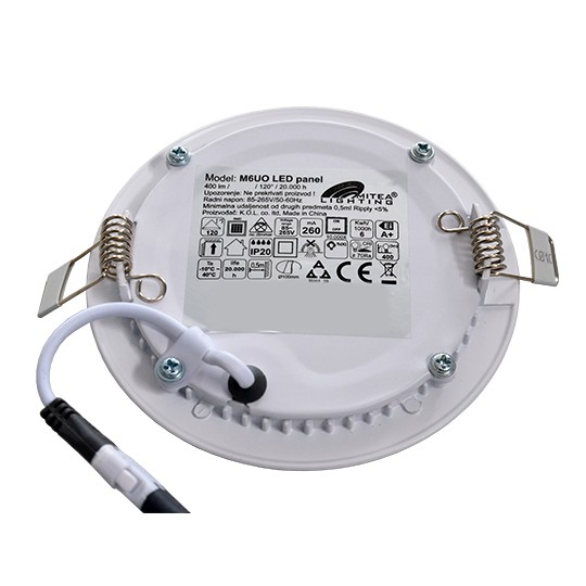M6UO 6W 3000K beli ugradni okrugli LED panel 4 | vipalati.rs