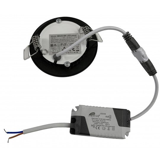 M3UO-BK 3W 6500K crni ugradni okrugli LED panel 5 | vipalati.rs