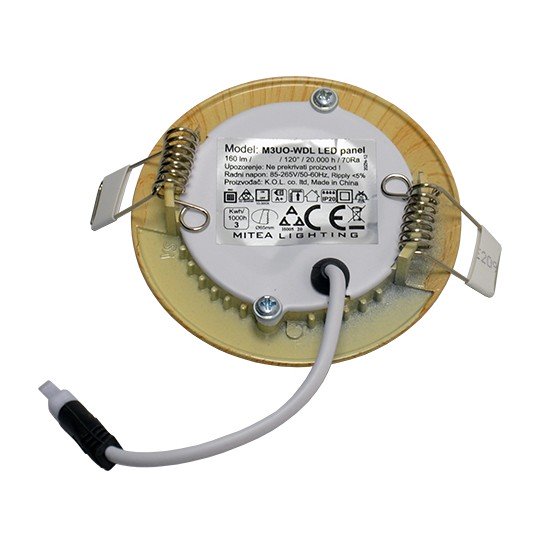 M3UO-WDL 3W 6500K boja drveta ugradni okrugli LED panel 4 | vipalati.rs