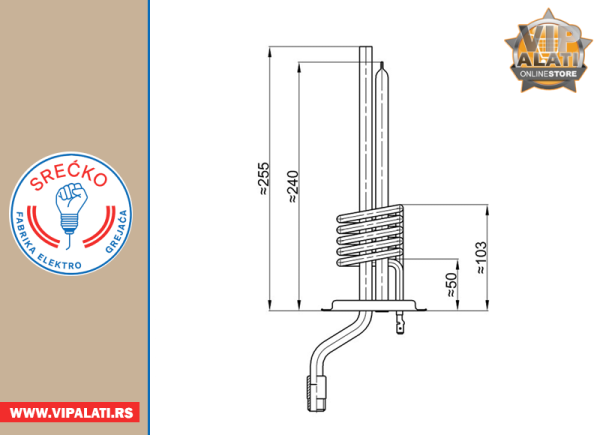 GREJAČ ZA MALI BOJLER 5l  2000 W/230 V  MAGNOHROM visoka motaža (1044) - FEG SREĆKO - Image 2