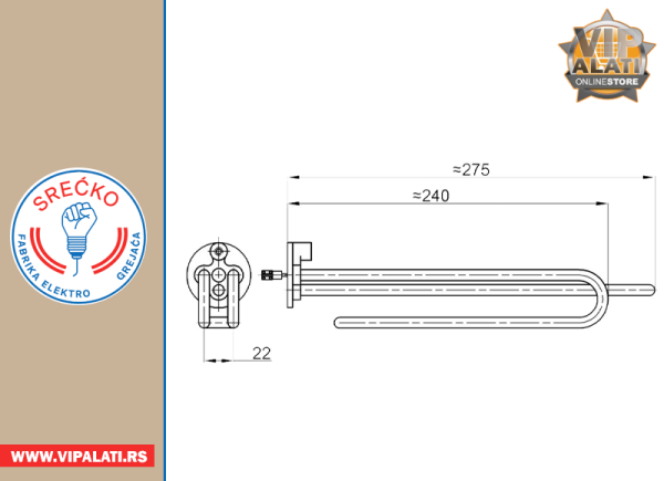 GREJAČ ZA BOJLER 2000 W/230 V LEOV novi tip (1126) - FEG SREĆKO - Image 2