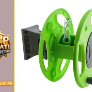 Motalica za crevo na zid TG-3986 zelena – zidna motalica za baštensko crevo sa ručkom i oprugom