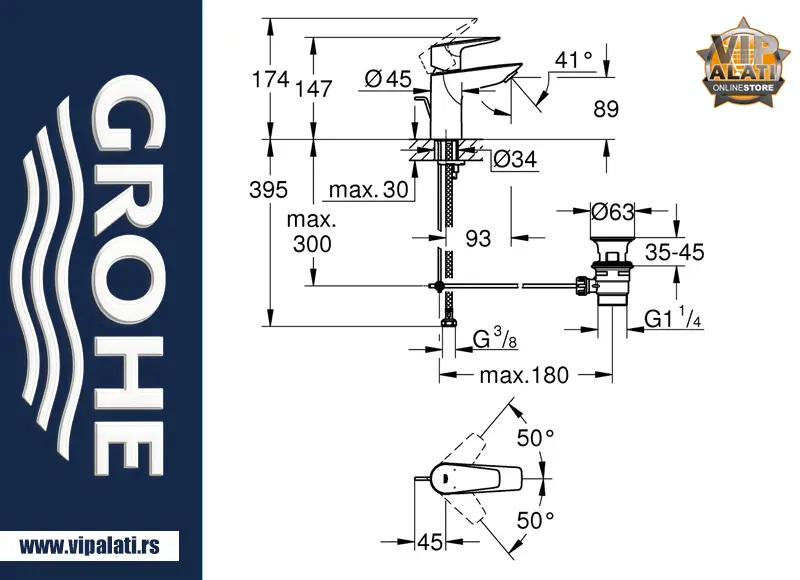 GROHE BauEdge New 2021 baterija za umivaonik 23328001 hromirana slavina za lavabo