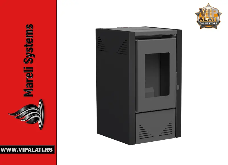 Kamin na pelet Mareli Jade 6kW crni moderan pelet kamin za ekonomično grejanje